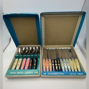 Stainless Steel Knife and Spoon Set - Multicolor